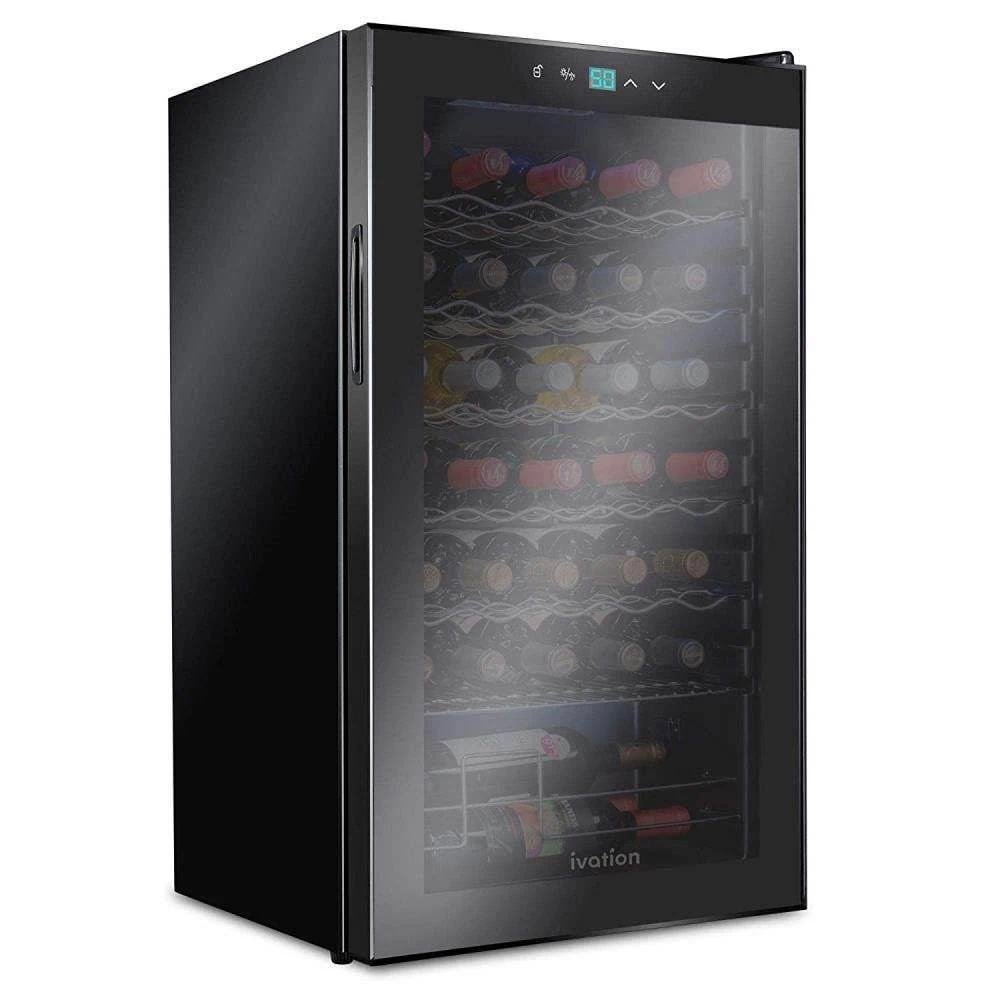 Ivation 34-Bottle Compressor Wine Cooler with Lock (Black)