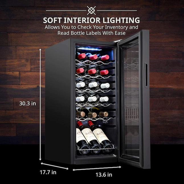 Ivation 18-Bottle Freestanding Wine Cooler with Smart WiFi in Black