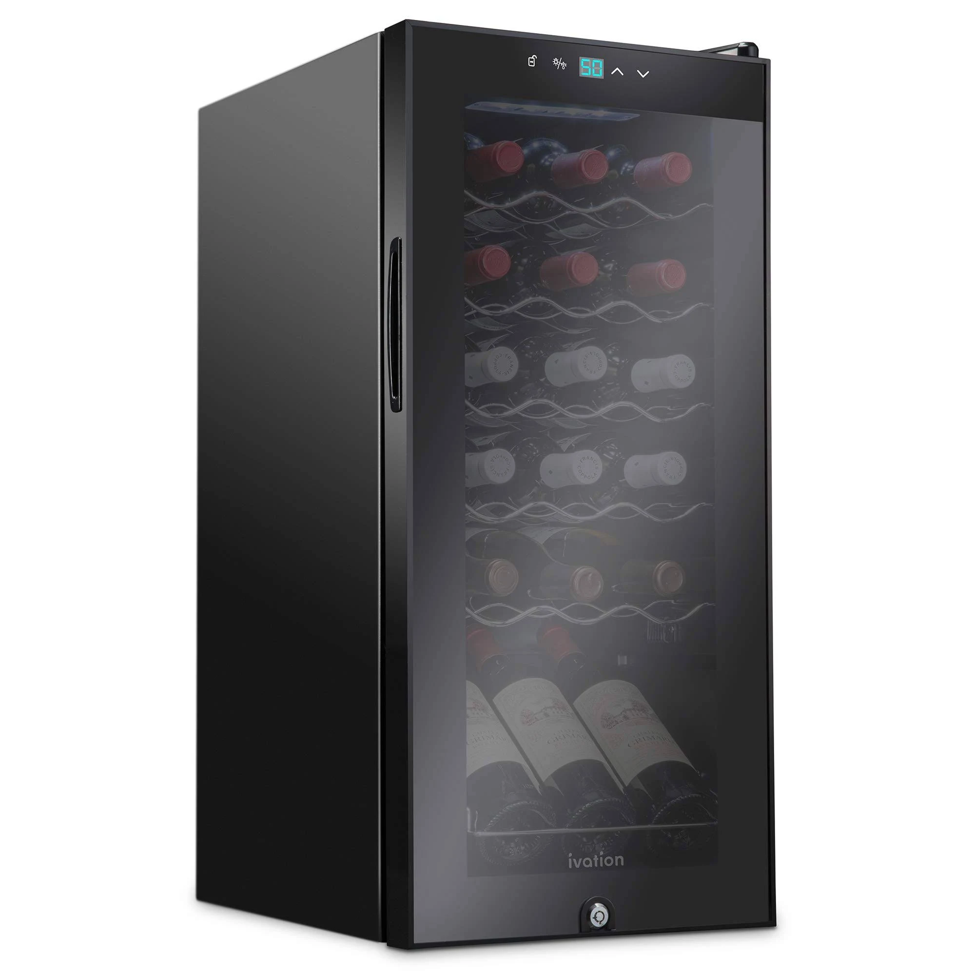 Ivation 18 Bottle Compressor Wine Cooler Refrigerator with Lock, Black