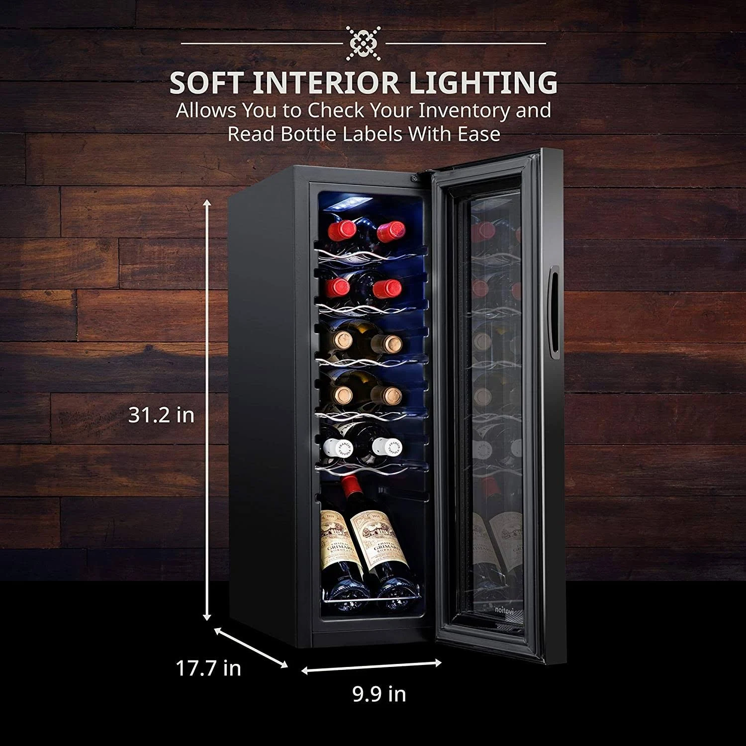 Ivation 12-Bottle Rectangular Compressor Wine Cooler