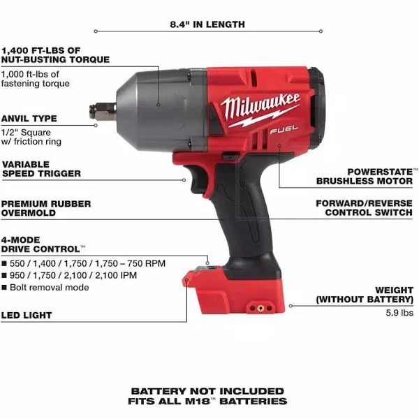 Milwaukee 2767-20 M18 Fuel 1/2″ High Torque Impact Wrench