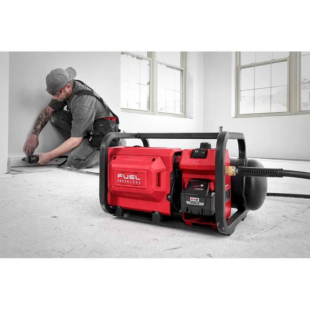 Milwaukee M18 Fuel 18-Volt 2 gal. 135 PSI Lithium-Ion Brushless Cordless Electric Compact Air Compressor with Free 5.0 Ah Battery 2840-20-48-11-1850