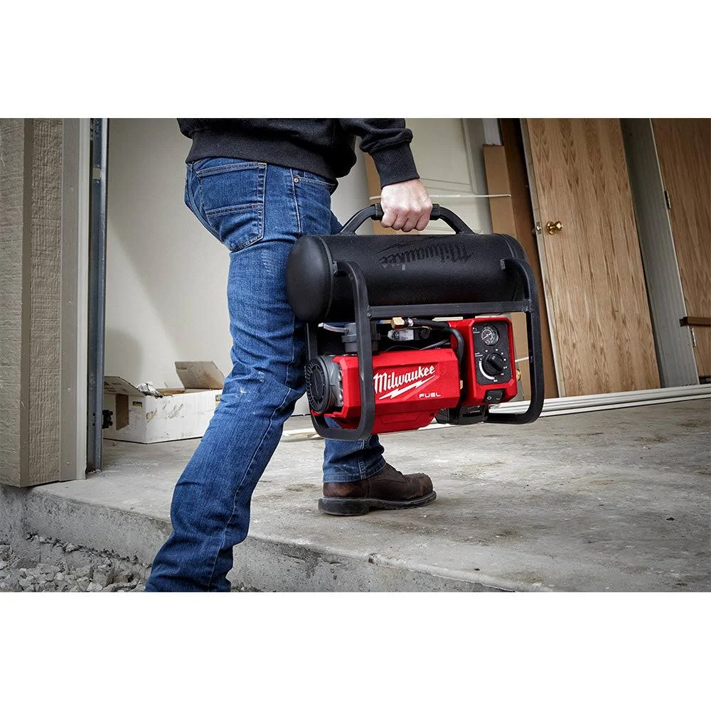 Milwaukee M18 Fuel 18-Volt 2 gal. 135 PSI Lithium-Ion Brushless Cordless Electric Compact Air Compressor with Free 5.0 Ah Battery 2840-20-48-11-1850