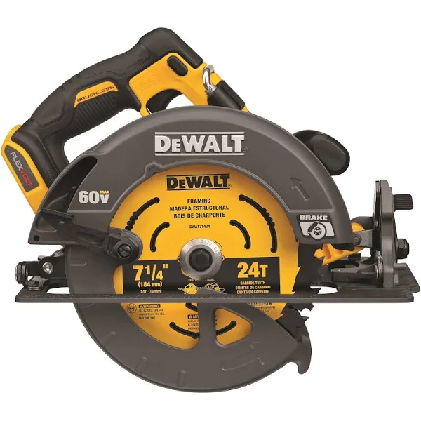 DeWalt DCS578B 60V Max FLEXVOLT 7-1/4″ Brushless Cordless Circular Saw with Brake  C Tool Only