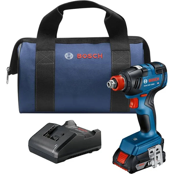 Bosch GDX18V-1800B12 18V EC Brushless 1/4 in. and 1/2 in. Two-in-One Bit/Socket Impact Driver Kit with 2.0 Ah Slimpack Battery