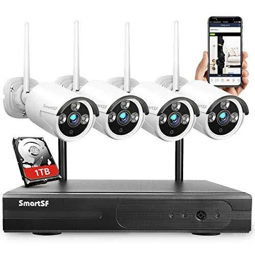 Anni 4CH 1080p HD CCTV Wireless Security System with 1TB Hard Drive, WiFi NVR Kit and (4) 2.0mp Megapixel Wireless Indoor Outdo