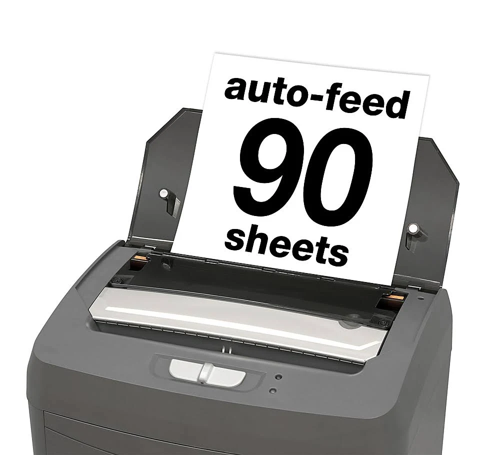 Boxis AutoShred 90-Sheet Micro-Cut Shredder, Gray