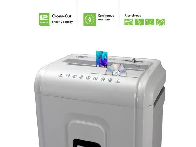 Aurora AU1262XA 12-Sheet Crosscut Paper and CD/Credit Card Shredder, White/Gray