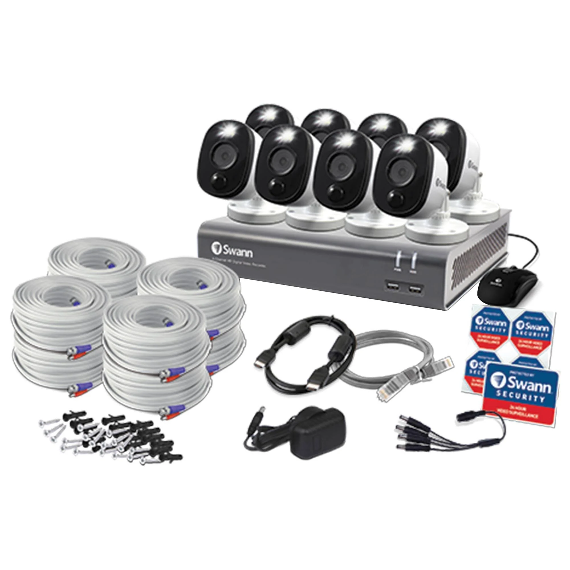 Swann SWDVK-845808WL-US 1080p Full HD Surveillance System Kit with 8-Channel 1 TB DVR and Eight 1080p Cameras