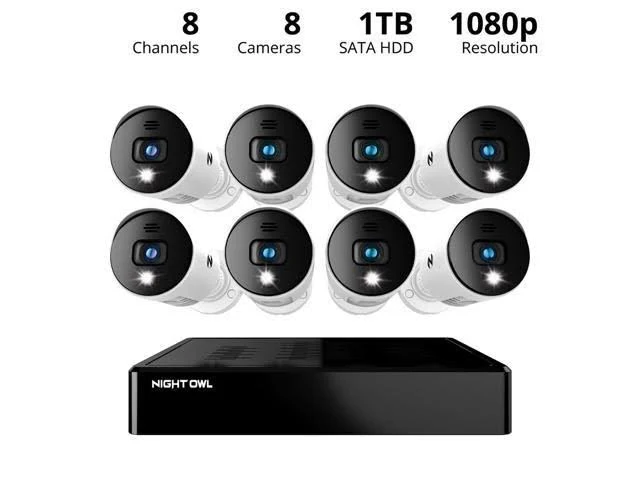 Night Owl BTD2818LSA BTD2 Series Bluetooth 8 Channel 1080p DVR & 8 x 1080p Light Cameras with Audio