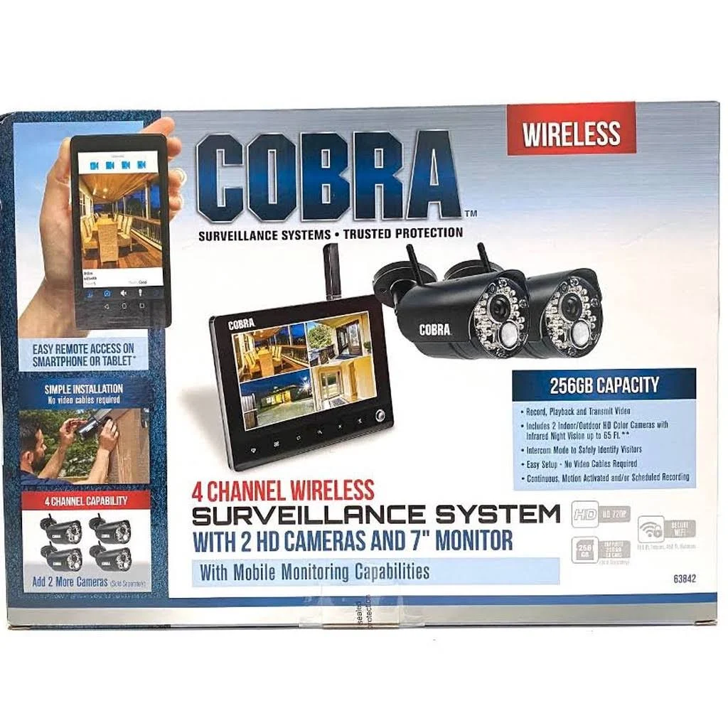 Cobra 4 Channel Wireless Surveillance System with 2 Cameras