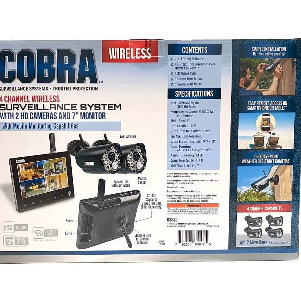 Cobra 4 Channel Wireless Surveillance System with 2 Cameras