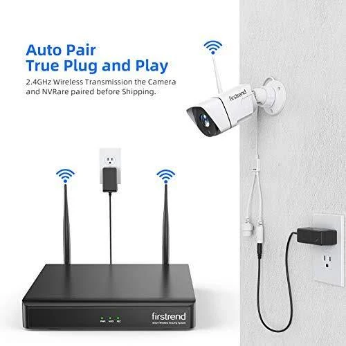 [newest] Wireless Security Camera System, Firstrend 8CH 1080p Wireless NVR System with 4pcs 1.3MP IP Security Camera with 65ft Night Vision and Easy