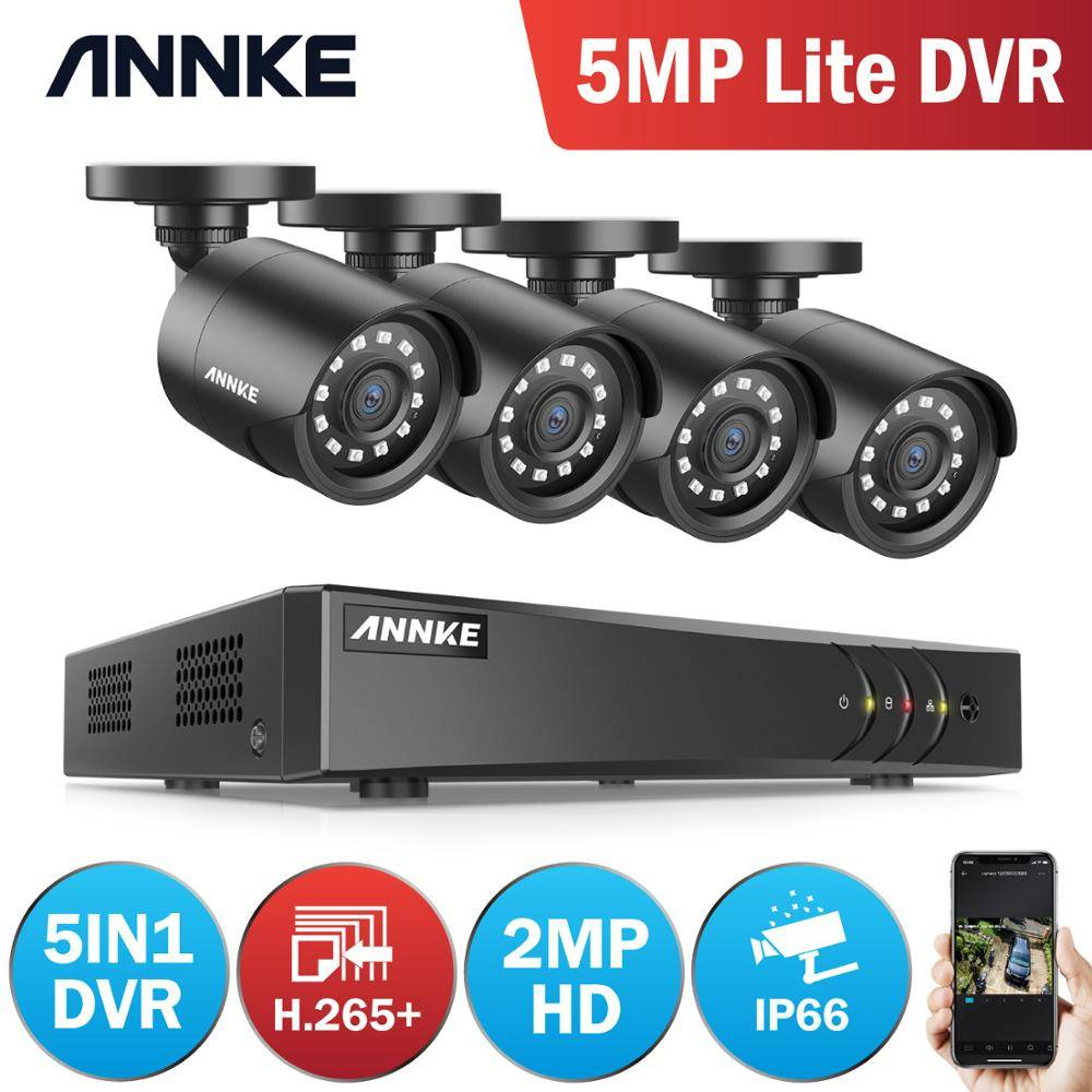 ANNKE 4CH 2MP HD Video Security System ANNKE 5MP Lite 8CH Security Surveillance Camera System H.265+ 1080P HD Night Vision, Easy Remote Access