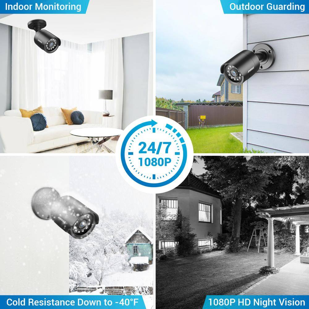 ANNKE 4CH 2MP HD Video Security System ANNKE 5MP Lite 8CH Security Surveillance Camera System H.265+ 1080P HD Night Vision, Easy Remote Access