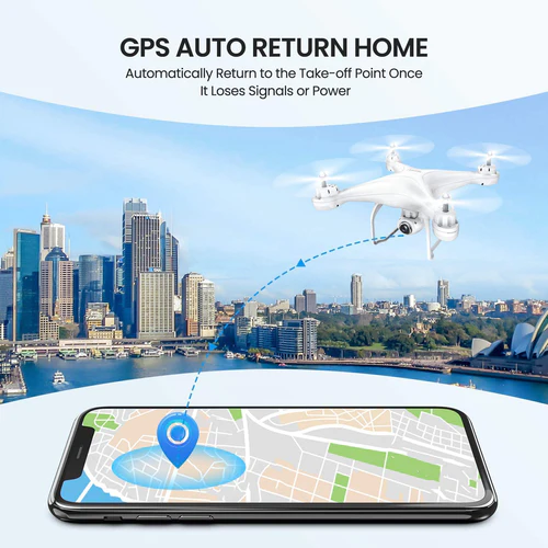 T25 Drone with 2K Camera for Adults, RC FPV GPS Drone with WiFi Live Video, Auto Return Home, Altitude Hold, Follow Me, Custom Flight Path, 2 Drone