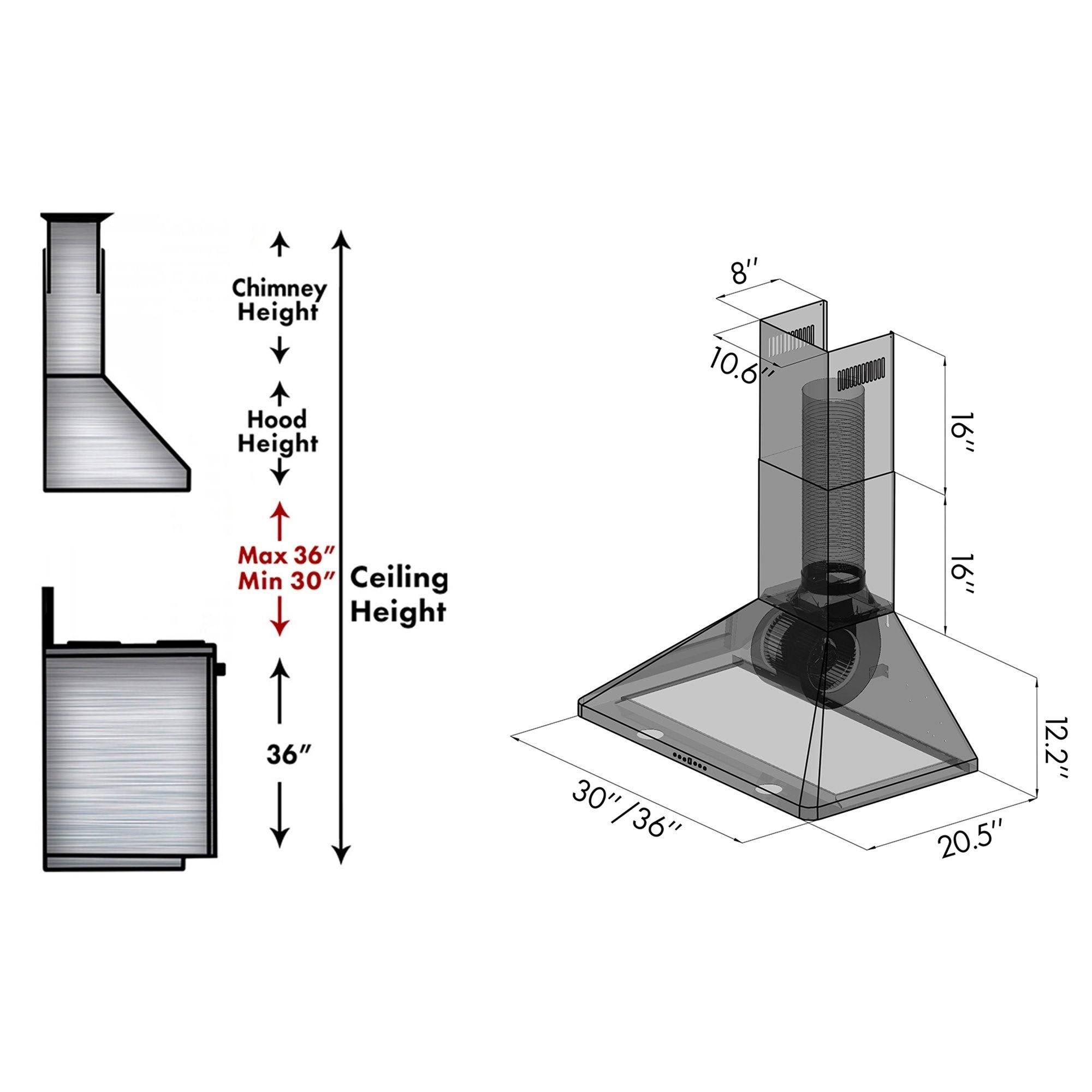 ZLINE 30∪ Wall Mount Range Hood in Stainless Steel (KF1-30)