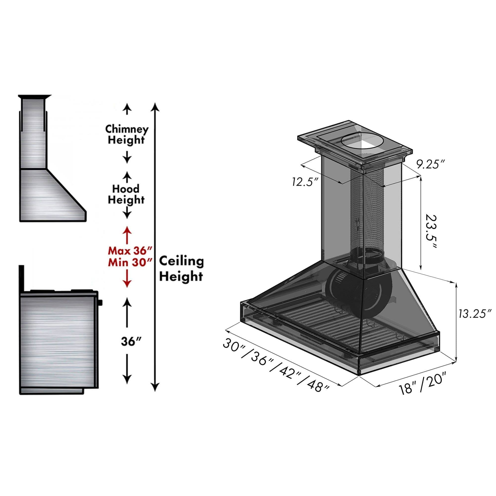 ZLINE 30∪ Unfinished Wooden Wall Mount Range Hood (KBUF-30)