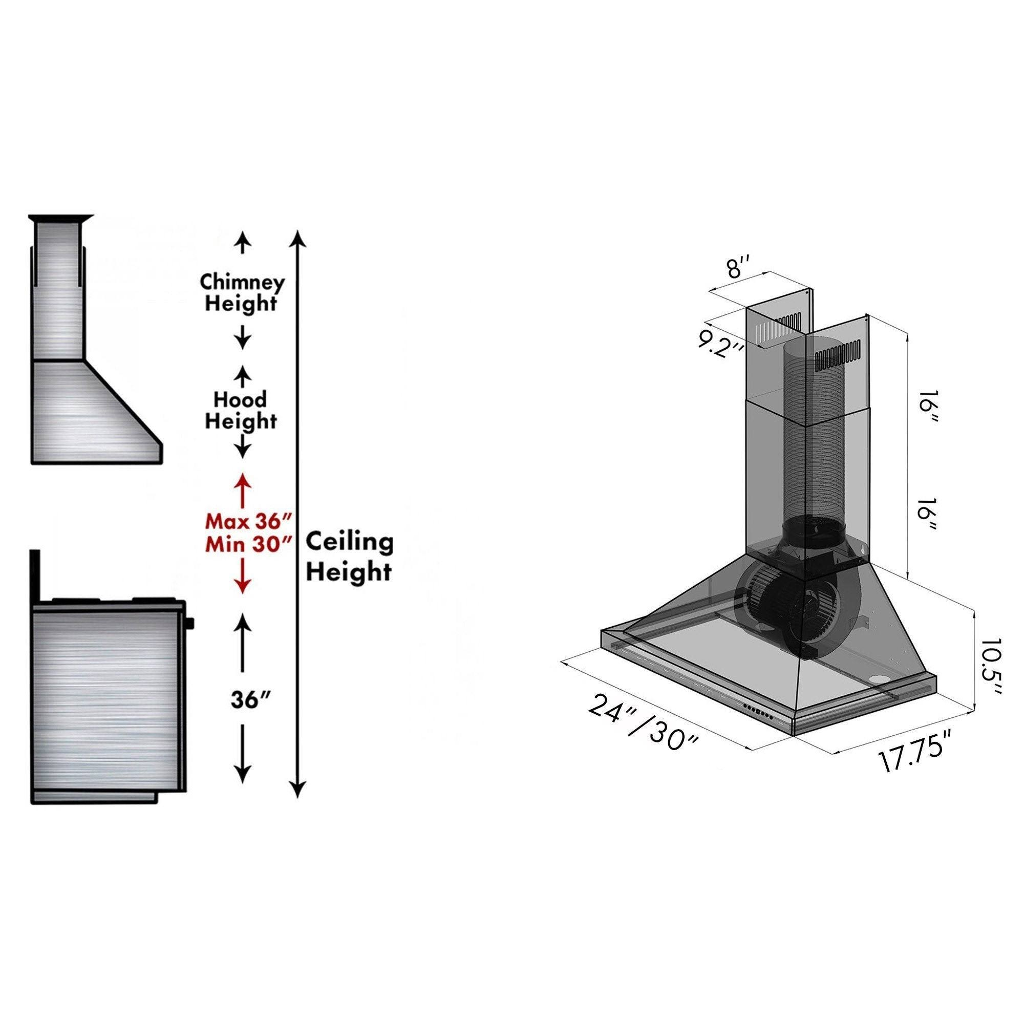 ZLINE 24∪ Wall Mount Range Hood in Stainless Steel (KB-24)