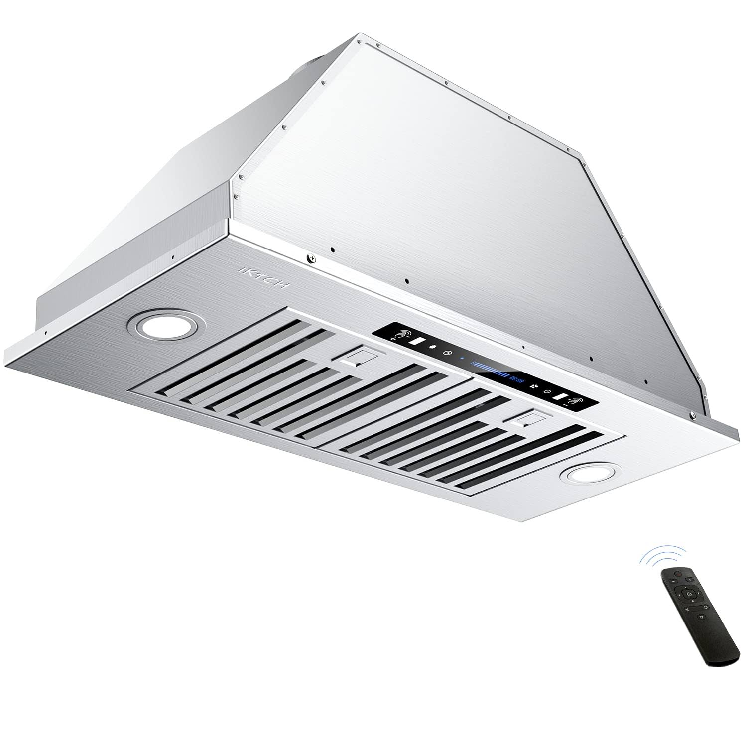 IKTCH Convertible Range Hood 36∪ Built in Insert 900 CFM Ducted Ductless Lights