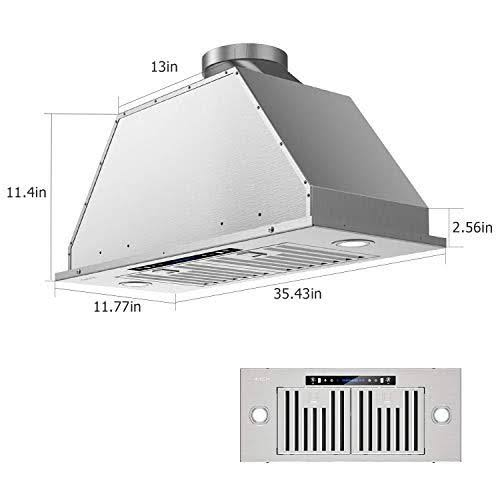 IKTCH Convertible Range Hood 36∪ Built in Insert 900 CFM Ducted Ductless Lights