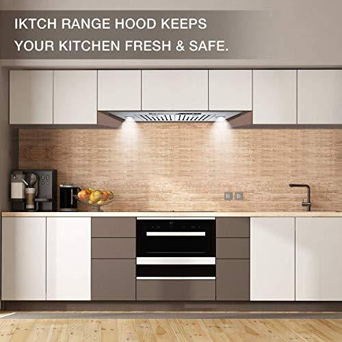 IKTCH Convertible Range Hood 36∪ Built in Insert 900 CFM Ducted Ductless Lights