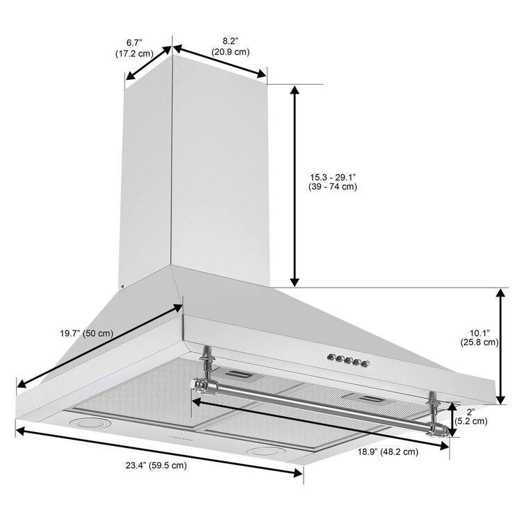 Ancona AN-1562 Vintage Style 24∪ Convertible Wall Pyramid Range Hood in White