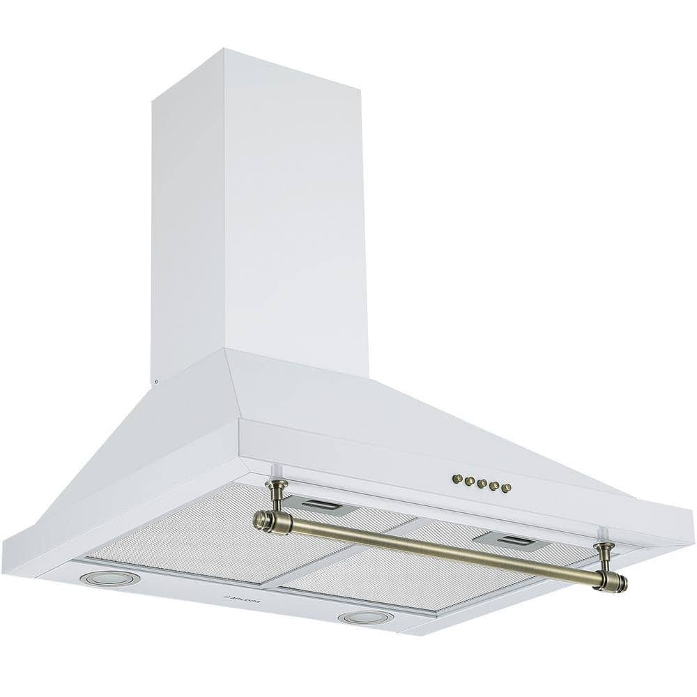 Ancona AN-1562 Vintage Style 24∪ Convertible Wall Pyramid Range Hood in White