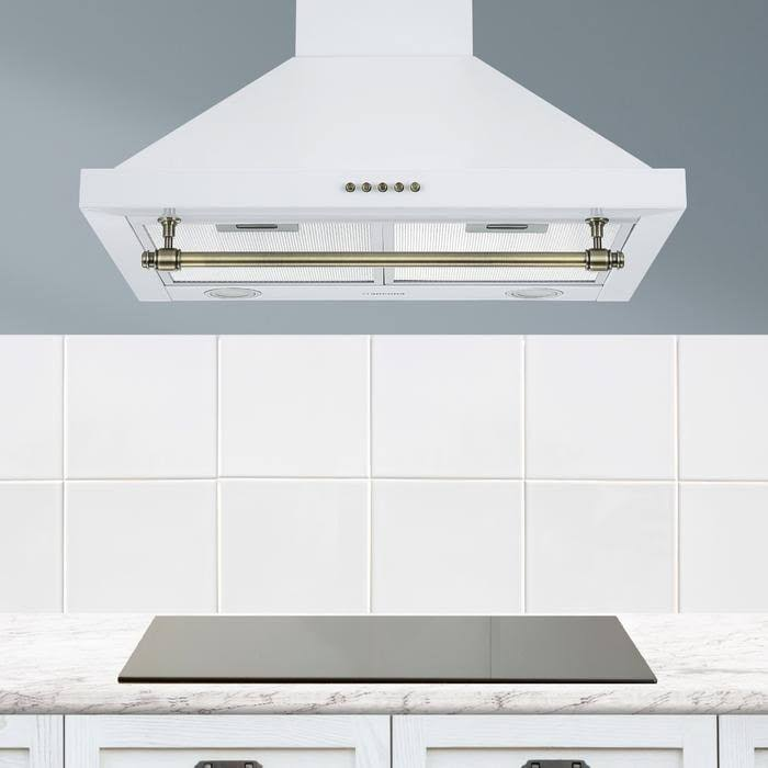 Ancona AN-1562 Vintage Style 24∪ Convertible Wall Pyramid Range Hood in White