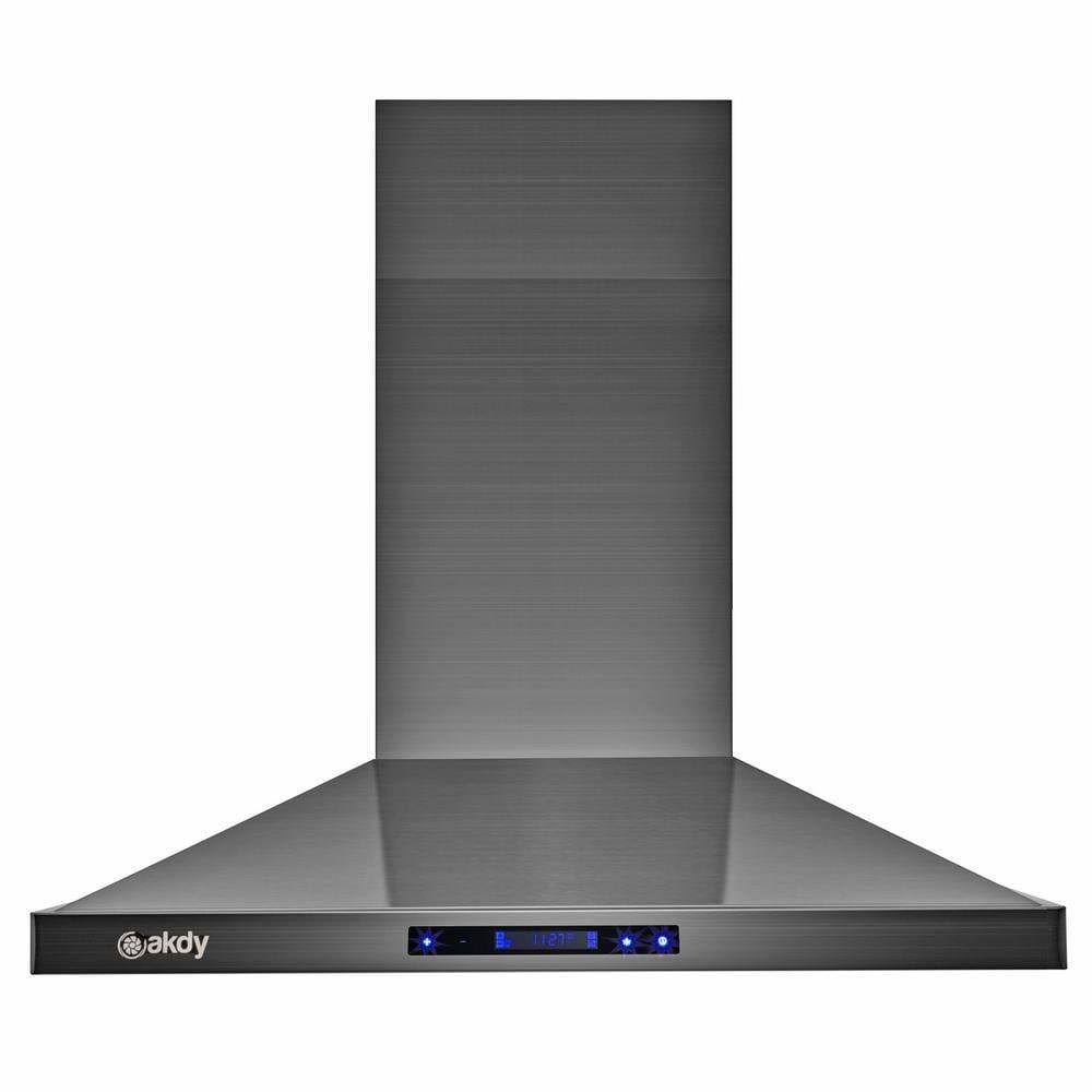 AKDY 30 in. 299 CFM Wall Mount Kitchen Range Hood with Touch Panel in Black Stainless Steel RH0017