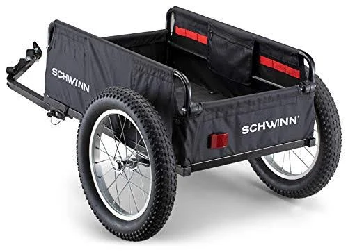 Schwinn Porter Cargo Bike Trailer, Max Weight 100 lbs, Elasticized Mesh Net, Large Knobby Tires, Black