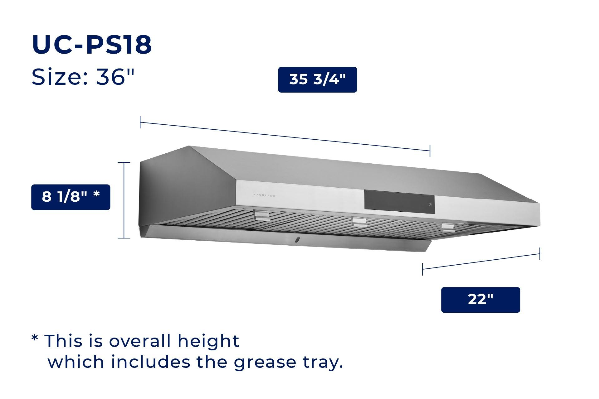 Hauslane UC-PS18SS-30 30 in. 860 CFM Ducted Under Cabinet Range Hood Stainless Steel