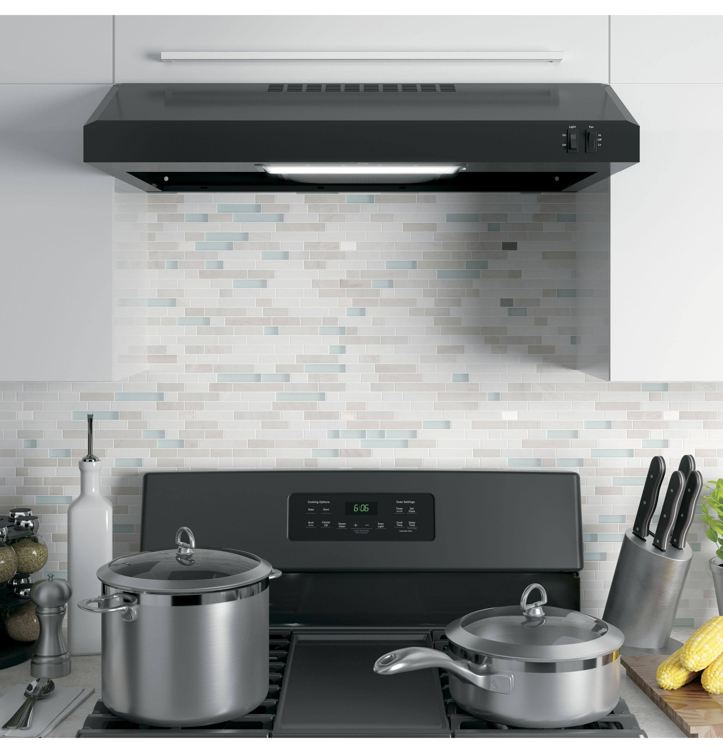 GE JVX3300DJBB 30 inch Black Under Cabinet Range Hood