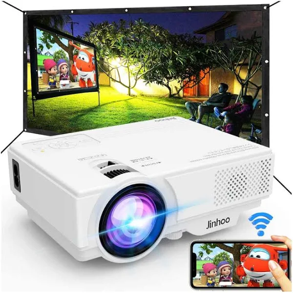 WiFi Mini Projector, 100″ Projector Screen, Outdoor Movie Projector