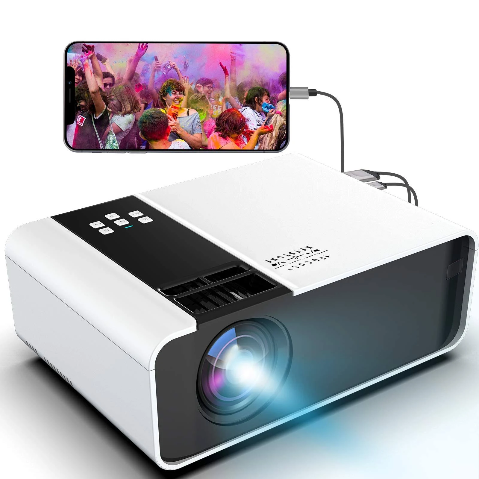 Mini Movie Projector 1080p Supported  C Jimwey Outdoor Portable HD Video Projector, Native 720p, 200″ Screen Supported, Home Theater Projector